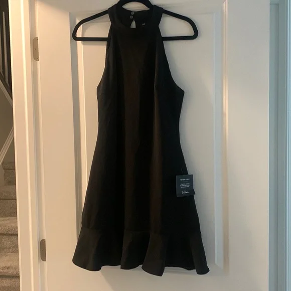 Lulus | Dresses | Nwt Lulus All About Dancing Black Halter Ruffled Mini  Dress Size Large | Poshmark